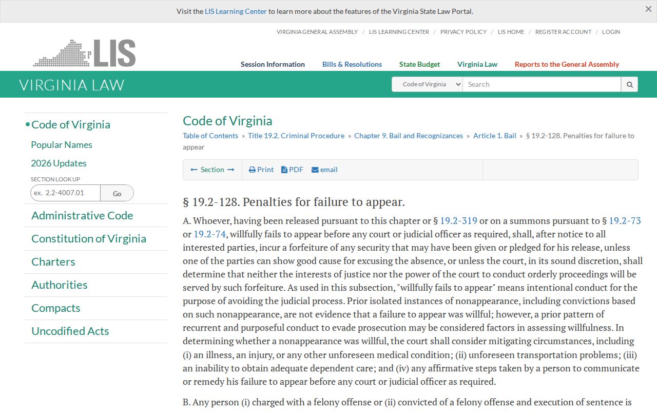 Augusta County bench warrant and capias statute reference